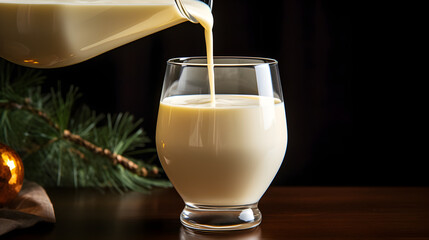 Pouring Eggnog at Christmas