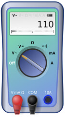 Blaues digital Multimeter mit 110 V AC-Anzeige