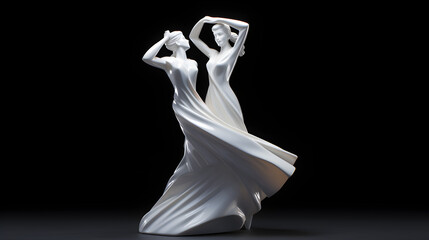 Porcelain Statue of Two Dancers