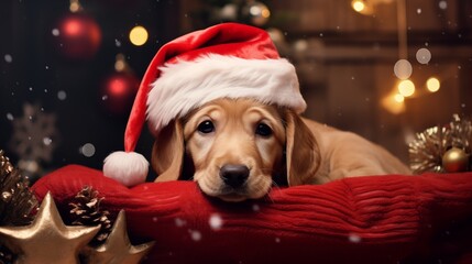 dog in santa hat