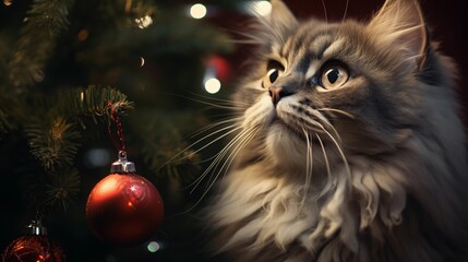 cat with christmas decorations