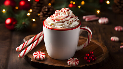 Ultimate Hot Cocoa with Peppermint Crunchies, Whipped Cream and Loads of Holiday Cheer