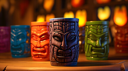 Colorful Tiki Mugs