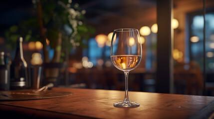 Sipping Elegance Enjoying a Glass of Wine in the Ambiance of a Cozy Restaurant