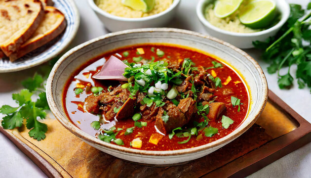 Birria in a rich, flavorful broth. Mexican Food