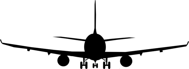 Vektor Silhouette eines Flugzeugs von vorne - obrazy, fototapety, plakaty