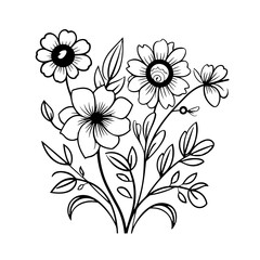 line drawing, line art png, line art prints, spring clipart, line art rose, rose clipart, floral svg, flower png, wildflower svg, flower clipart, bouquet svg, tattoo svg, line art, svg files, svg file