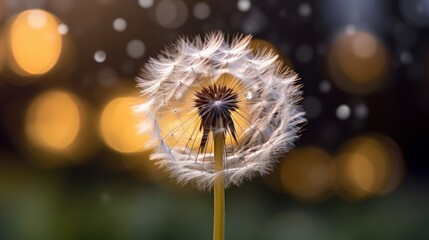 Dandelion seeds blowing in the wind with bokeh background. Springtime Concept with a Copy Space. Mothers Day Concept.