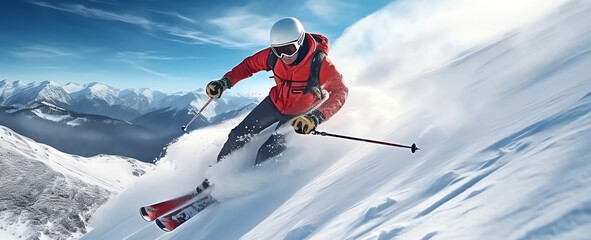 skier in the white mountain, AI generated