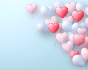 valentine's day background with pastel balloons. Generative AI