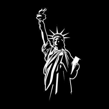 statue of liberty, white on black, AI generated