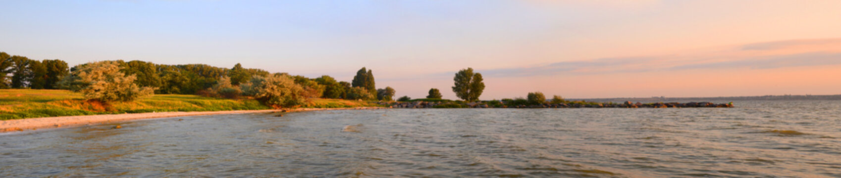 Kakhovka Reservoir. Summer Beach Landscape