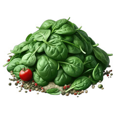 Fototapeta premium Fresh Green Spinach Leaves on a White Plate, GENERATIVE AI