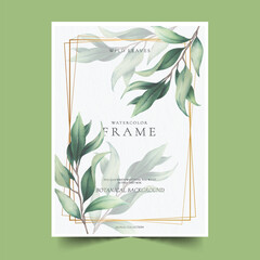 elegant golden frame with beautiful leaves vector design illustration