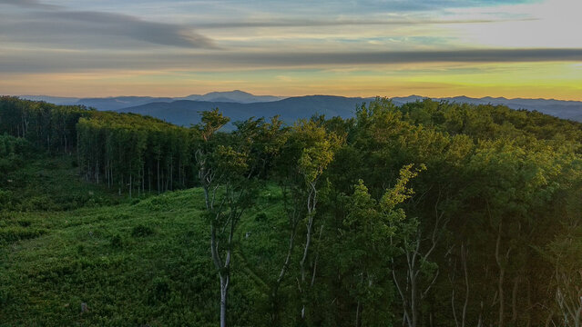View to mount schneeberg in sunset scenery
