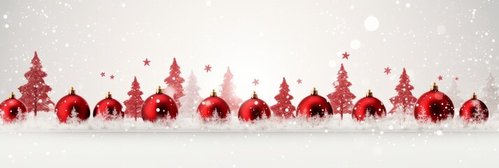 Christmas background with spruce balls and snowflakes and fir , winter holidays design in white and red colors, banner