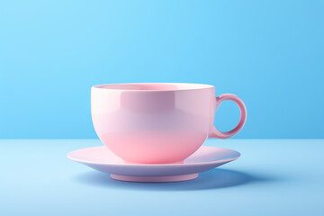 AI Pink cup on a blue background. Pop Art. Place for text