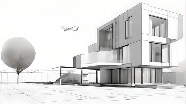 3d render of a modern building