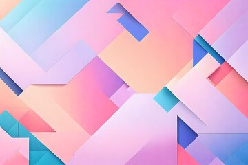 Pastel gradient abstract geometric origami background. colorful flat geometry line style for presentation layout. Blue and pink square template banner. - obrazy, fototapety, plakaty