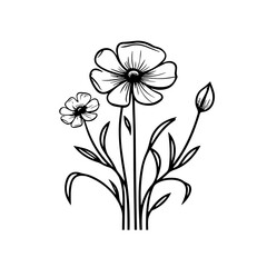 line drawing, line art png, line art prints, spring clipart, line art rose, rose clipart, floral svg, flower png, wildflower svg, flower clipart, bouquet svg, tattoo svg, line art, svg files, svg file