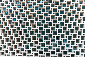 Seamless pattern with three dimensional cubes. Abstract mosaic of white colored squares