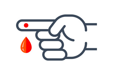 icon to take blood from a finger for analysis. flat vector illustration.