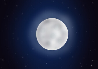 Illustration of a full moon shining at night