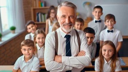 Joyful Middle-Aged Man Teacher