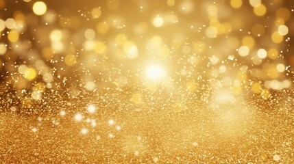 Gold glitter sparkles on a dark background