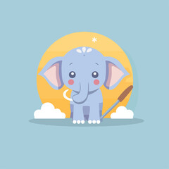 Elephant in cartoon, doodle style. 2d vector illustration in logo, icon style. AI Generative