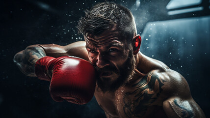 boxer in action - obrazy, fototapety, plakaty