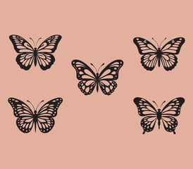 Butterfly Silhouette Set,Print Ready,eps