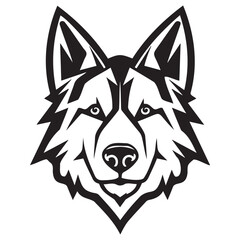 Vector dog face drawing, dog face silhouette, print ready editable. EPS file, cutting file, cricut file