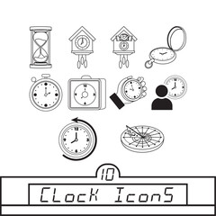 Set of different clock icons Vector