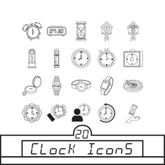 Set of different clock icons Vector