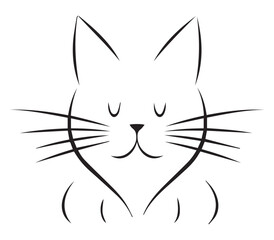 Obraz premium cat face silhouette drawn in minimalist style, line drawing, eps