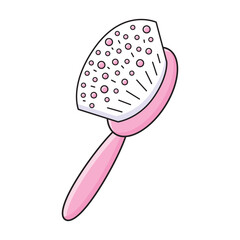 Pink massage hairbrush isolated vector illustration