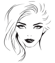 female face vector with minimalist line drawing