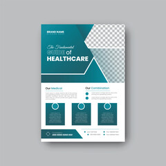 Modern creative medical flyer design with geometric shape.