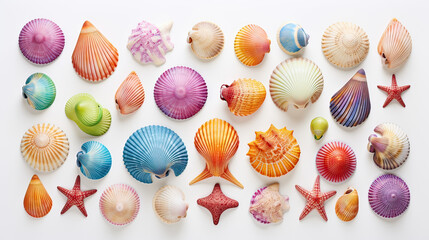 Colorful seashells AI generative	