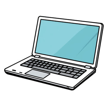 laptop computer . Clipart PNG image . Transparent background . Cartoon vector style . Generative AI 