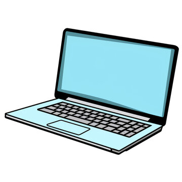 laptop computer . Clipart PNG image . Transparent background . Cartoon vector style . Generative AI 