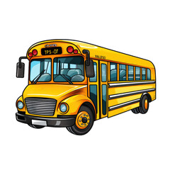 yellow school bus . Clipart PNG image . Transparent background . Cartoon vector style . Generative AI 