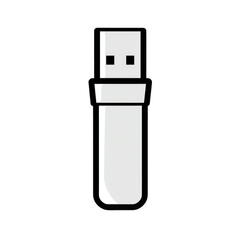 USB flash drive . Clipart PNG image . Transparent background . Cartoon vector style . Generative AI