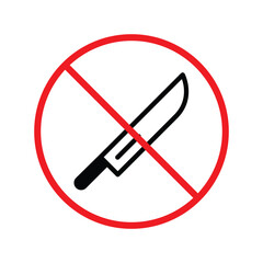 Forbidden knife Prohibited Warning, caution, attention, restriction label danger. DO not use Knife vector icon. Knife flat sign design. No Knife symbol pictogram UX UI