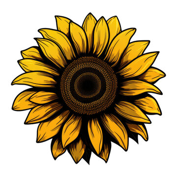sunflower . Clipart PNG image . Transparent background . Cartoon vector style . Generative AI 