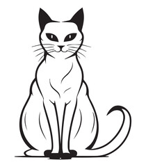Line art abstract cat drawing, line drawing art, cat clip art, editable and print ready.
