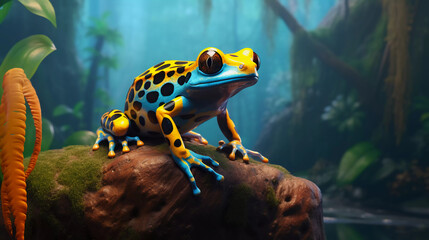 A colorful rainforest poison dart frog - Powered by Adobe