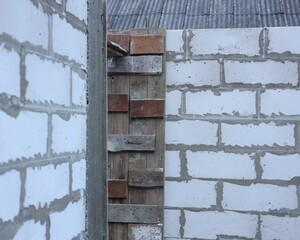 Wooden formwork panels. Home construction