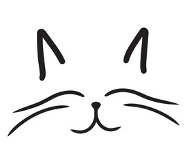Cute cat silhouette drawing, line drawing art, cartoon drawing, print ready, clip art, mascot cat